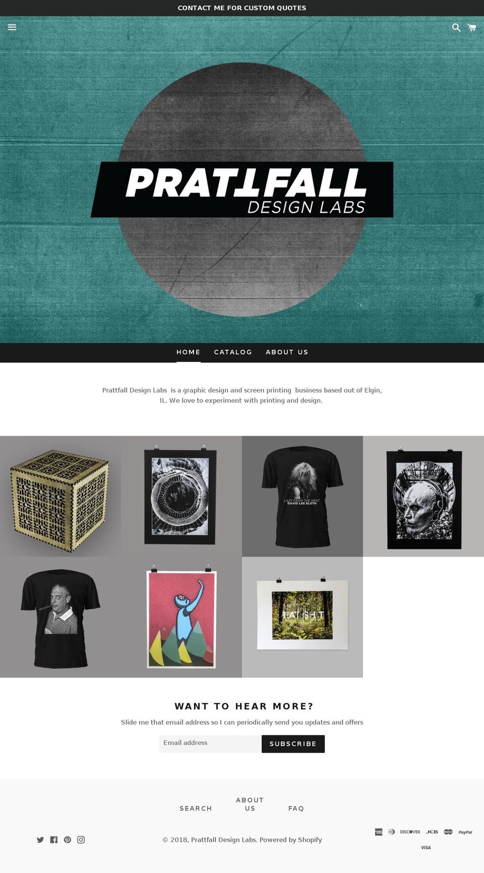 prattfalldesignlabs.com — Shopify storefront screenshot