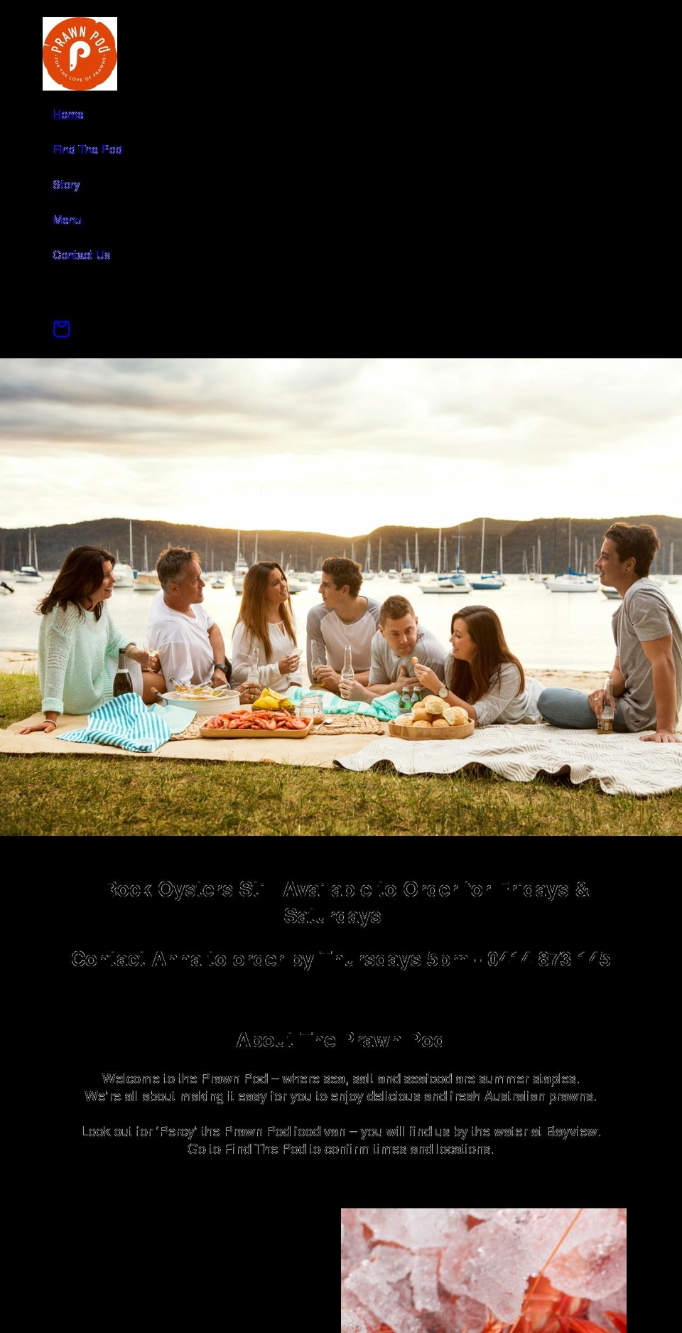 prawnpod.com.au shopify website screenshot