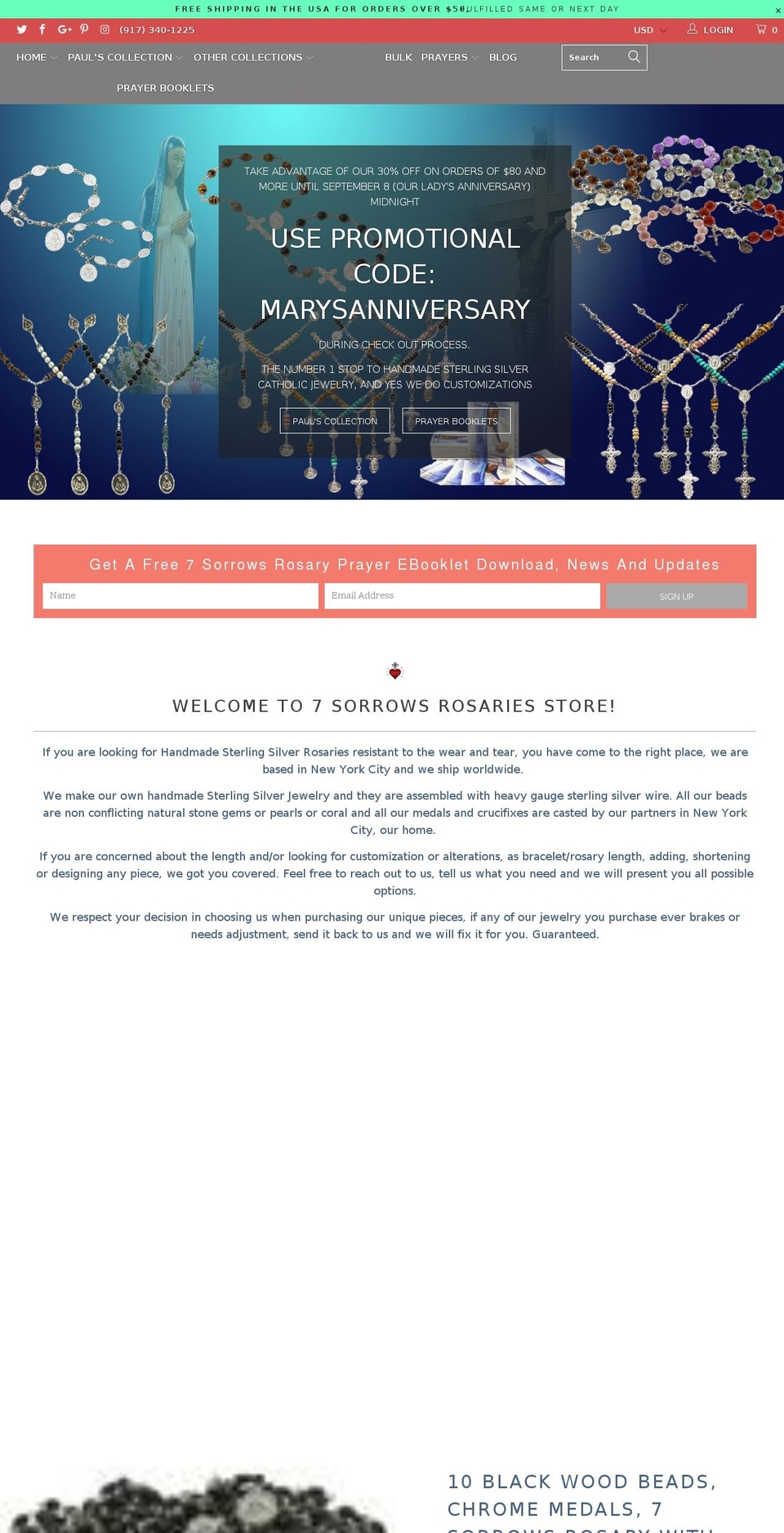 pray7sorrowsrosary.com — Shopify storefront screenshot