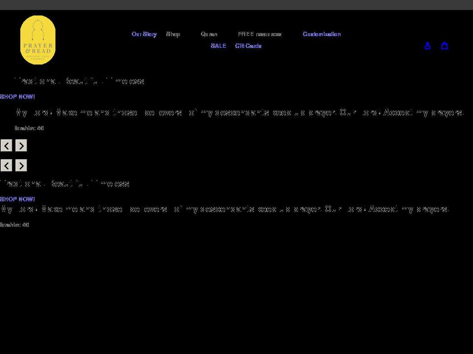prayerandbead.com shopify website screenshot