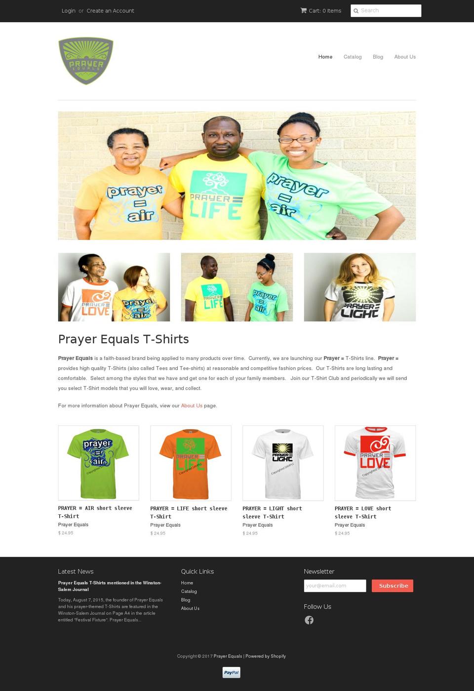 prayerequals.com shopify website screenshot