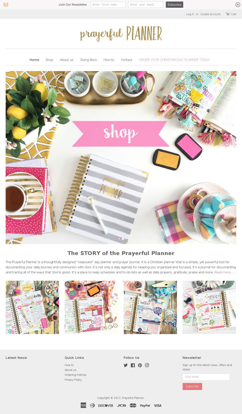 prayerfulplanner.com shopify website screenshot