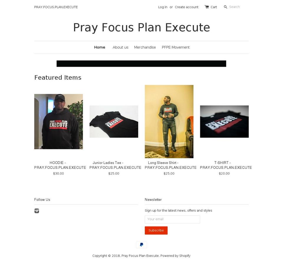 prayfocusplanexecute.com — Shopify storefront screenshot