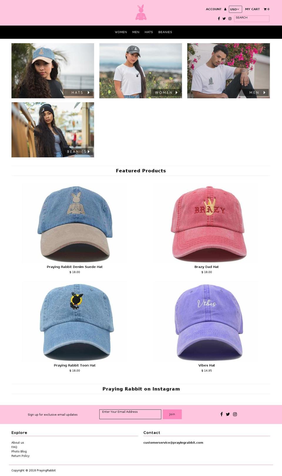 prayingrabbit.com — Shopify storefront screenshot