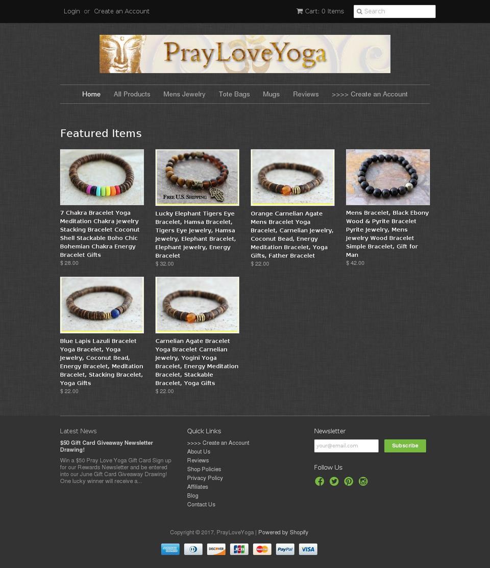prayloveyoga.com shopify website screenshot