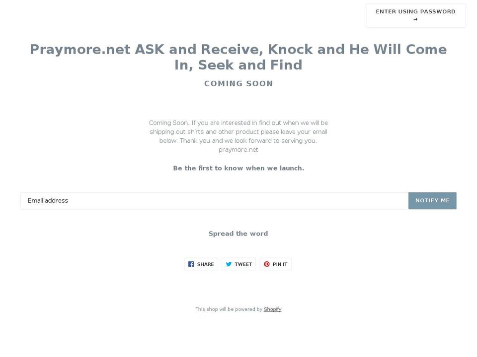 praymore.net shopify website screenshot