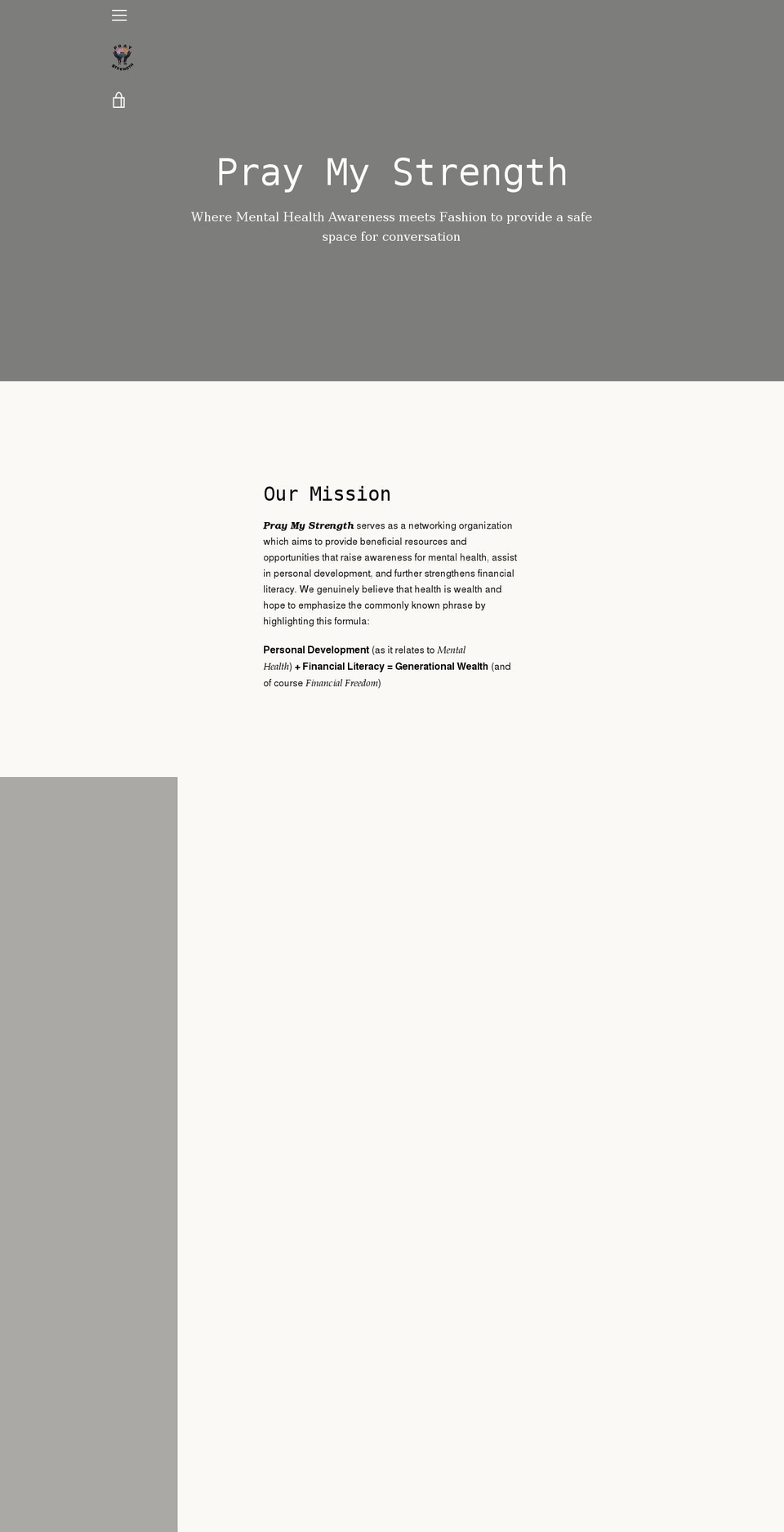 praymystrength.com shopify website screenshot