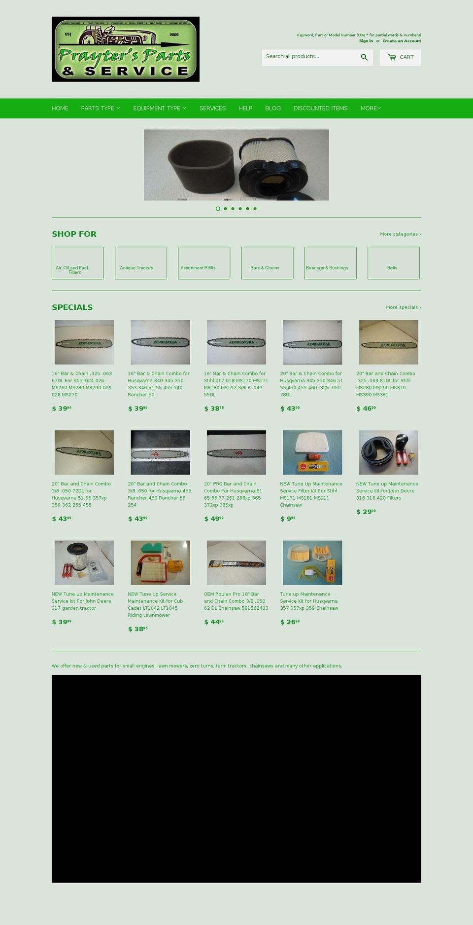 prayters-parts.com — Shopify storefront screenshot