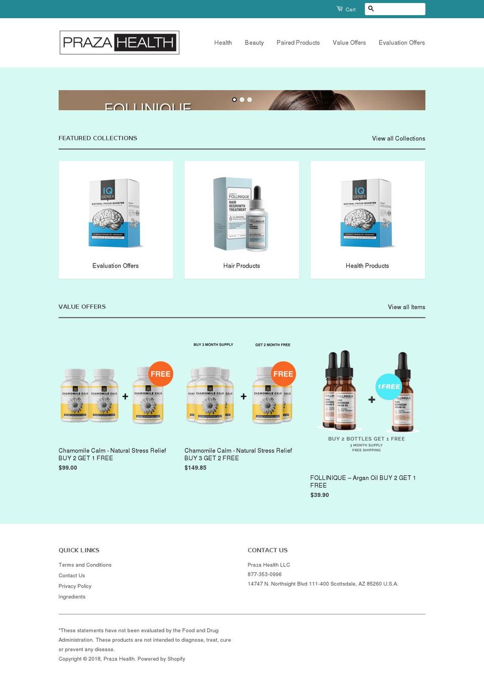 prazahealth.com shopify website screenshot