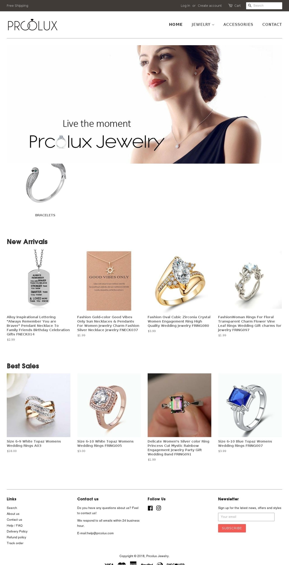 prcolux.com — Shopify storefront screenshot