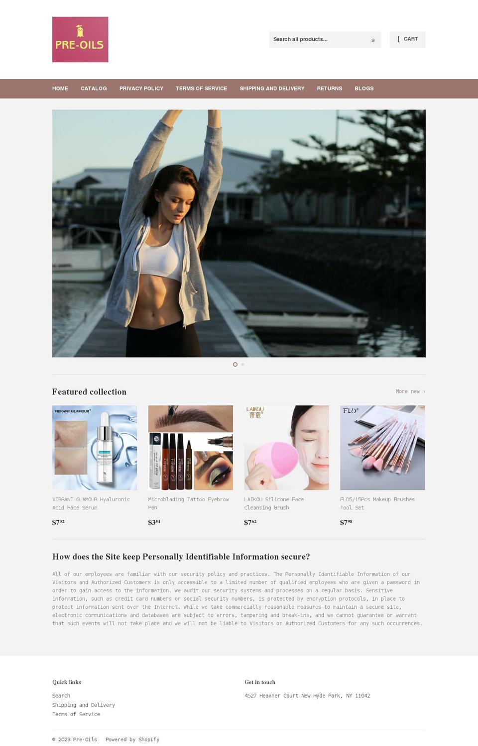 pre-oils.myshopify.com shopify website screenshot