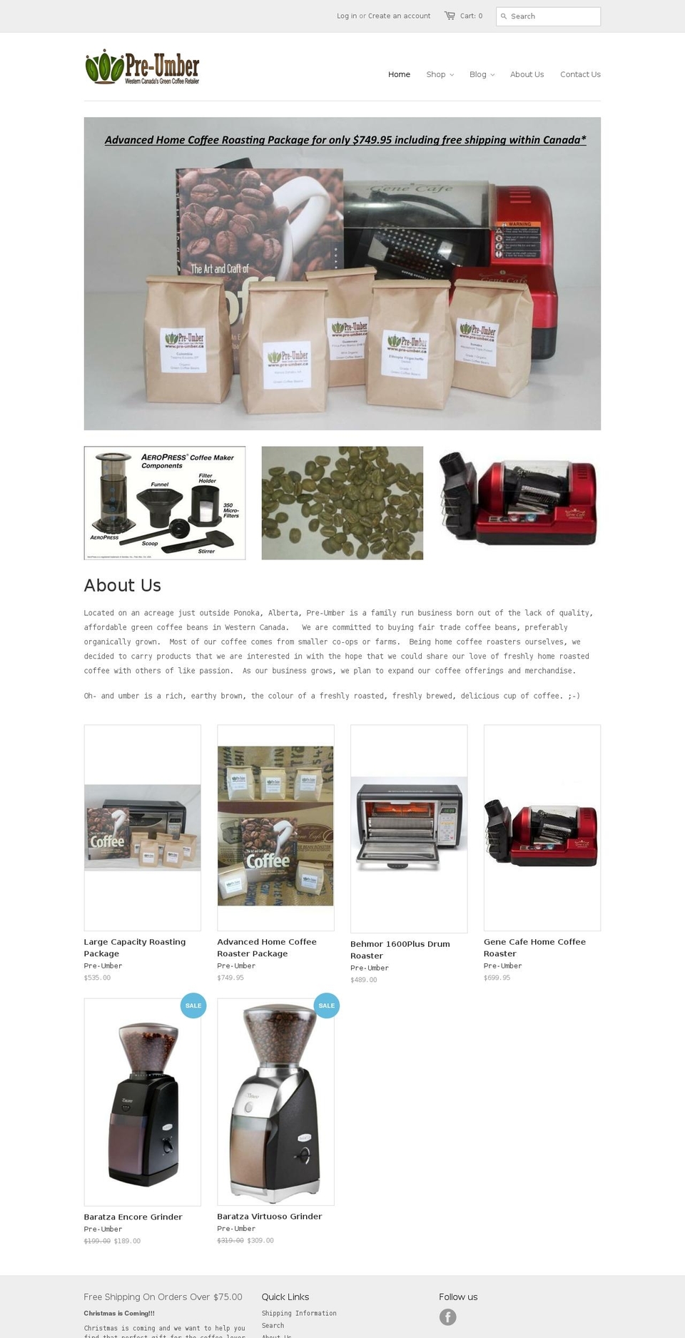 pre-umber.ca shopify website screenshot