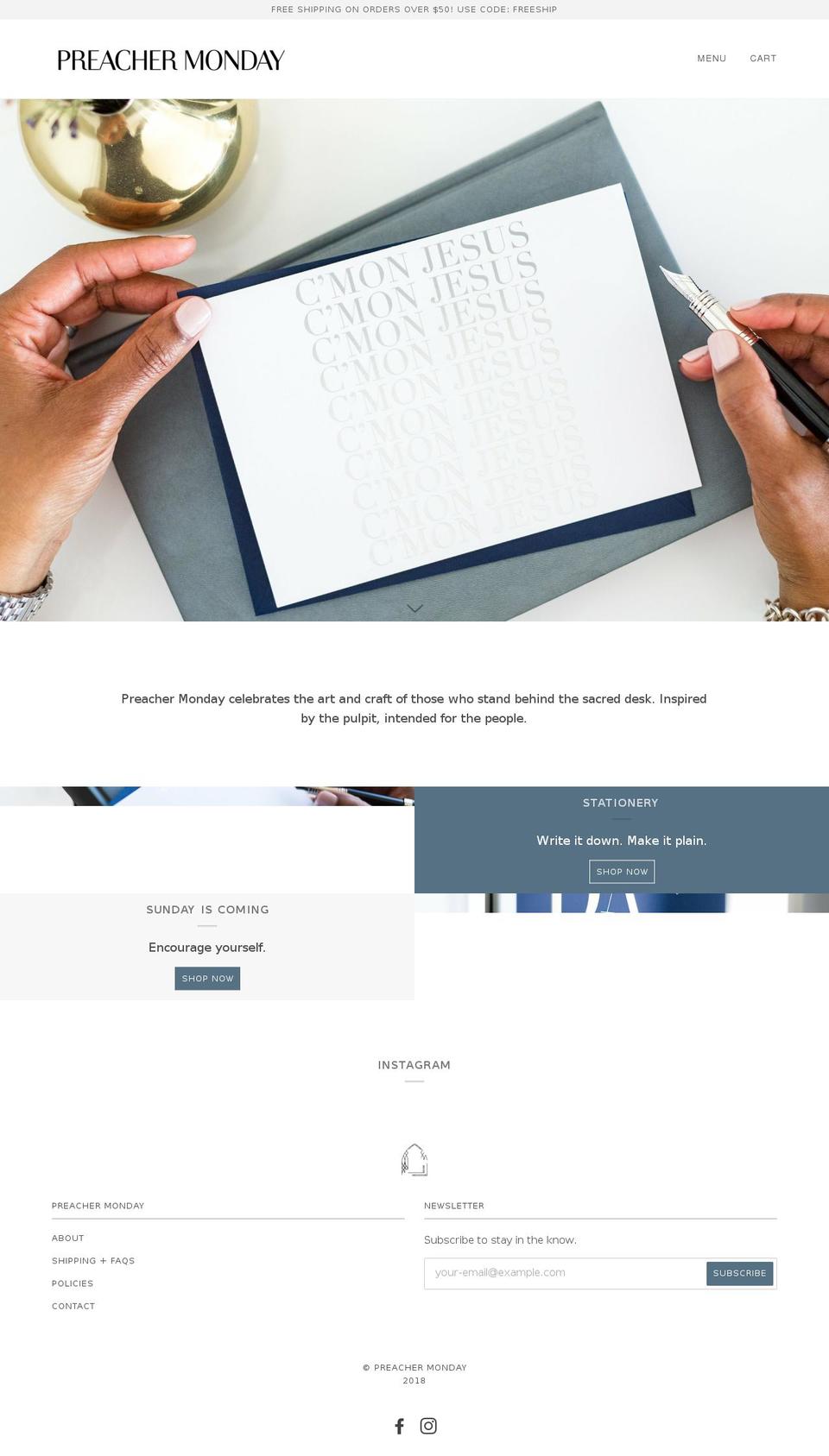 preachermonday.com — Shopify storefront screenshot