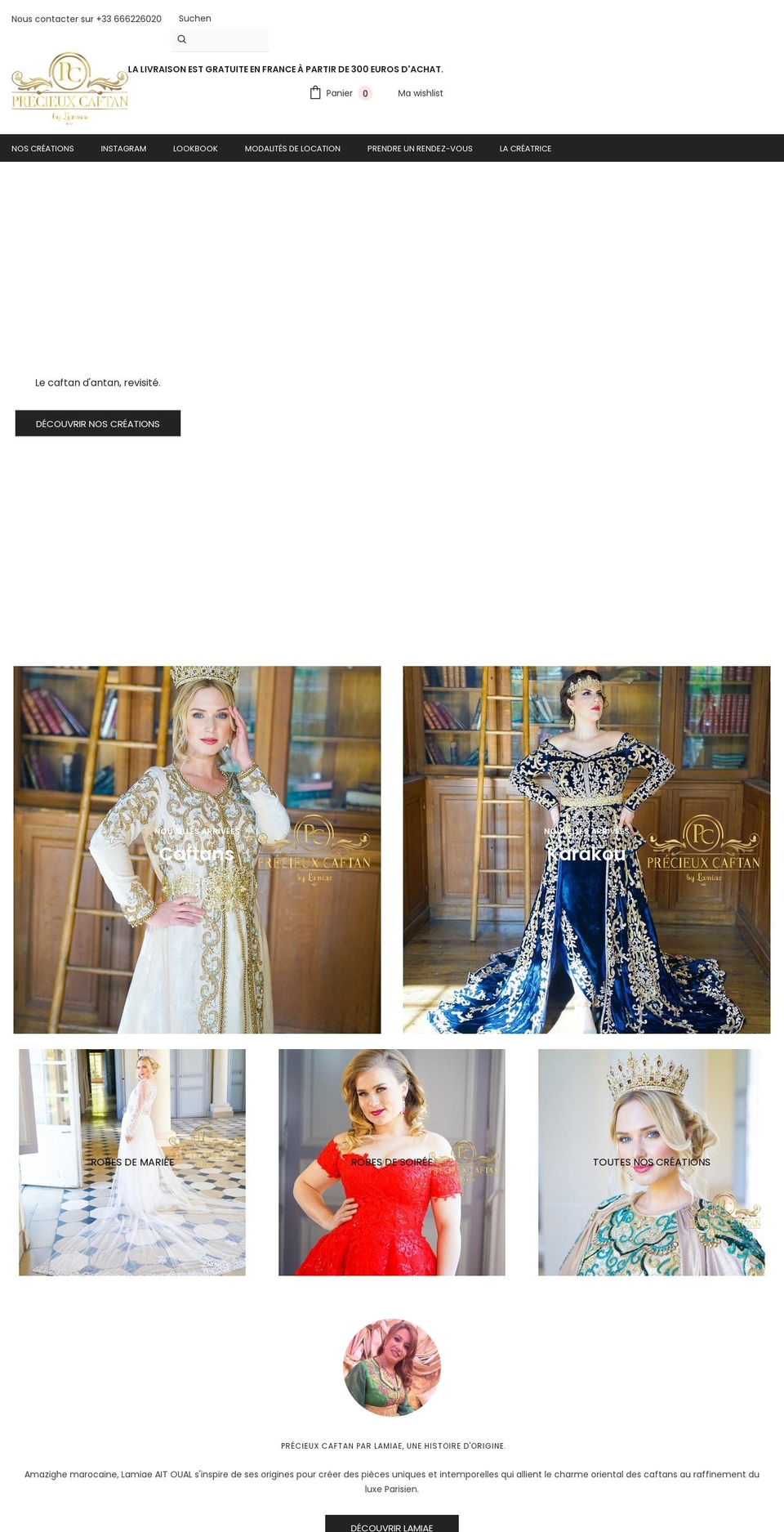 precieuxcaftan.com shopify website screenshot