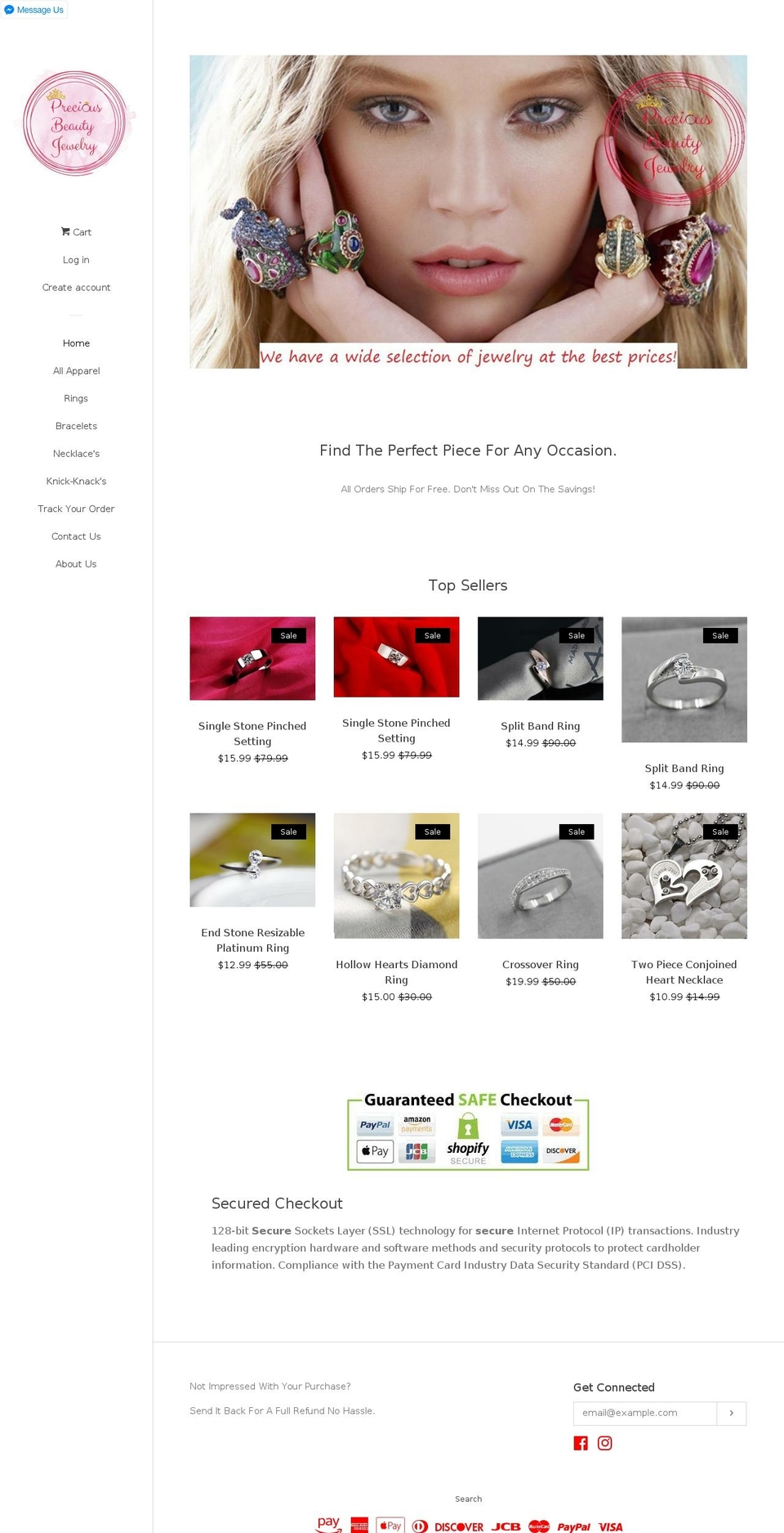 preciousbeautyapparel.com shopify website screenshot