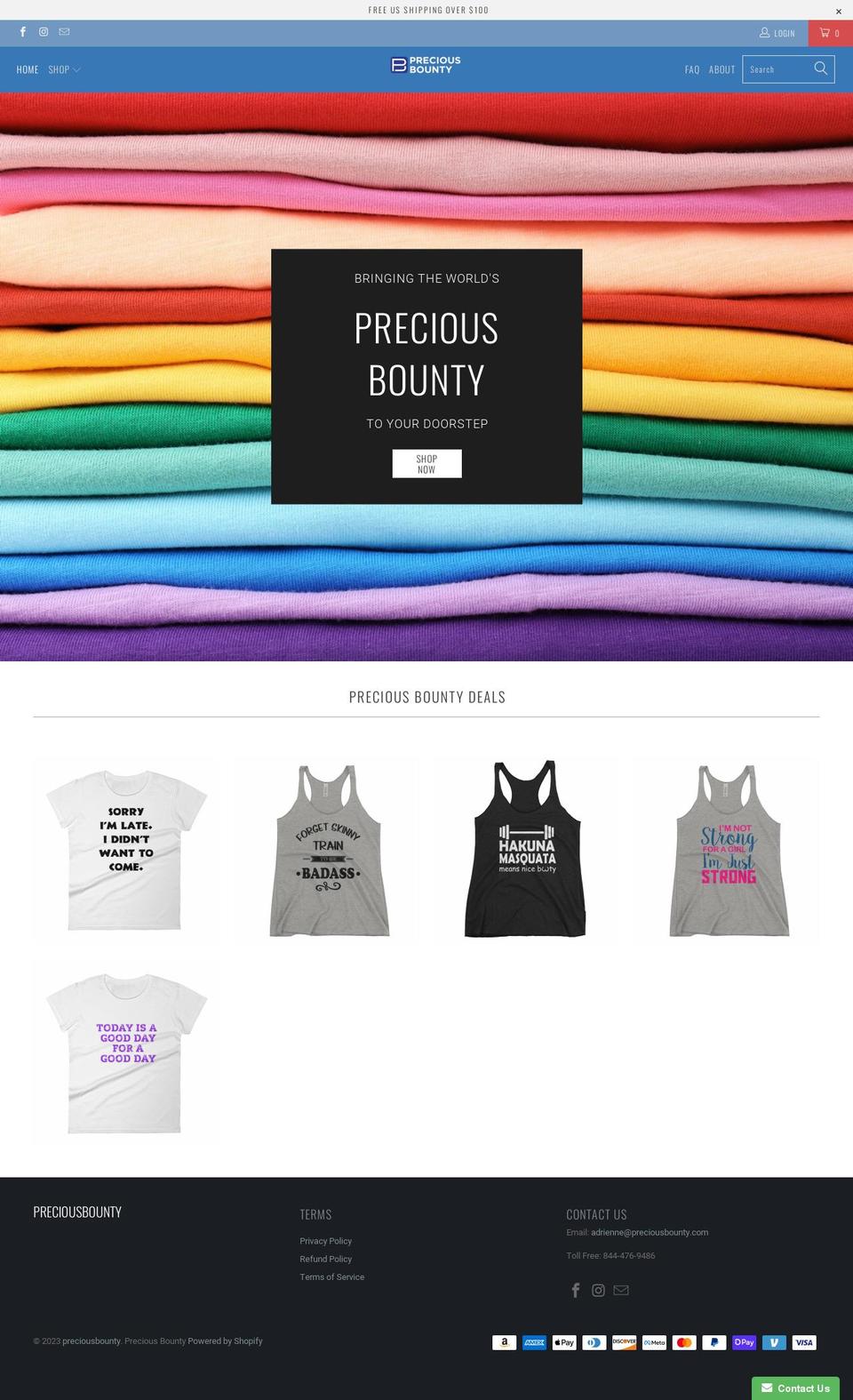 preciousbounty.com — Shopify storefront screenshot