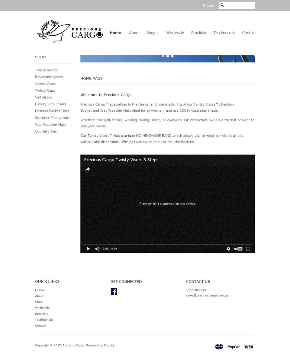 preciouscargo.com.au shopify website screenshot