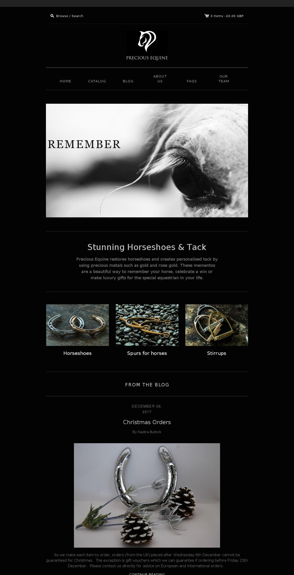 preciousequine.com — Shopify storefront screenshot