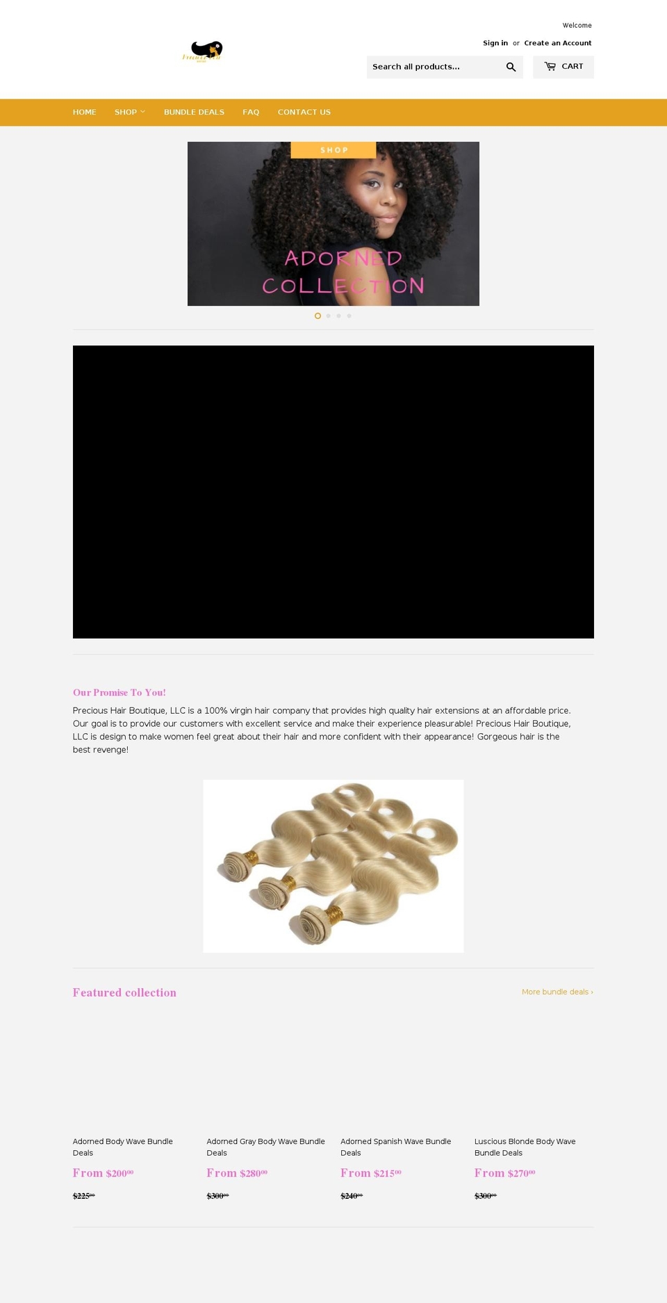 precioushairboutique.com shopify website screenshot