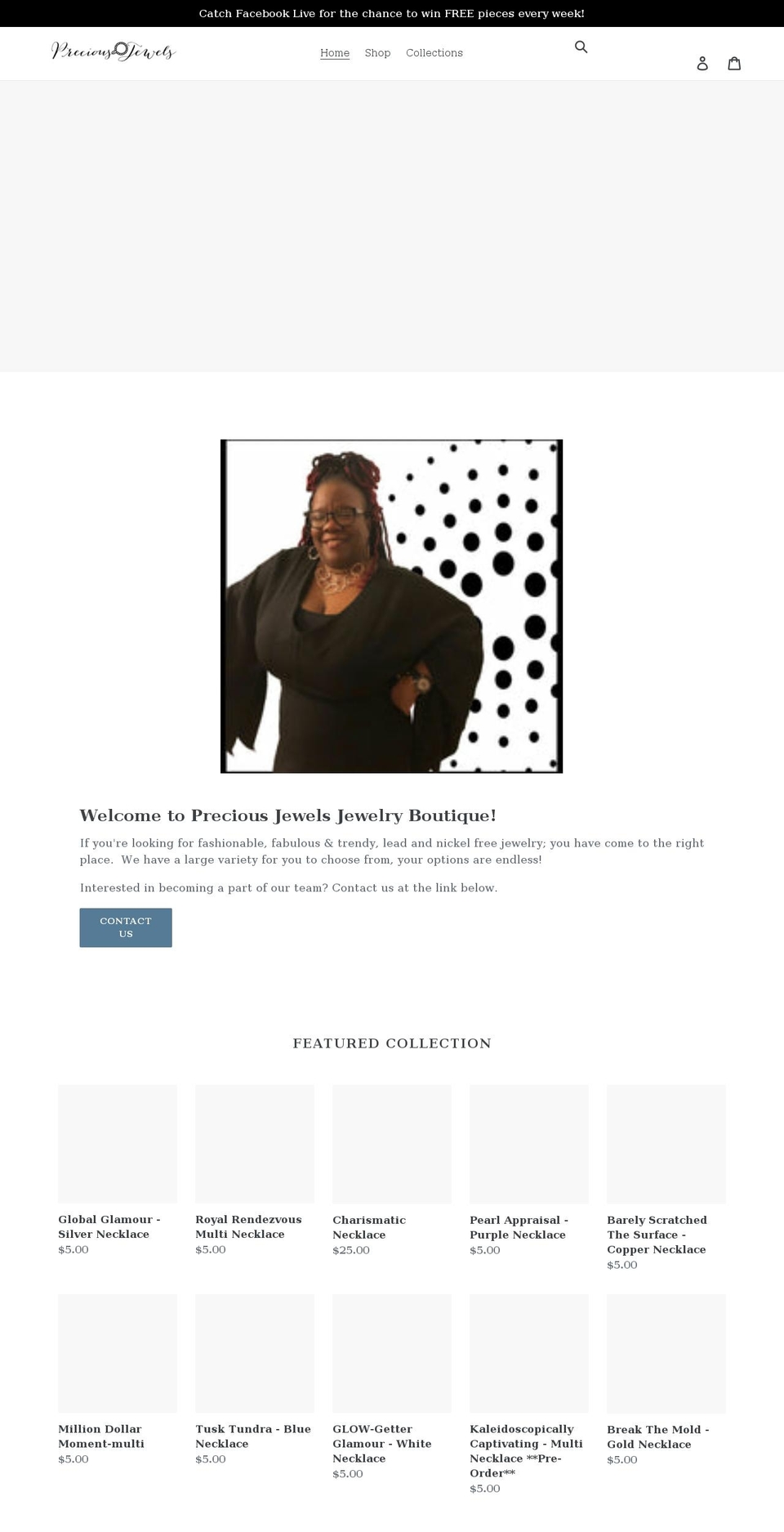 preciousjewelspjs.com shopify website screenshot