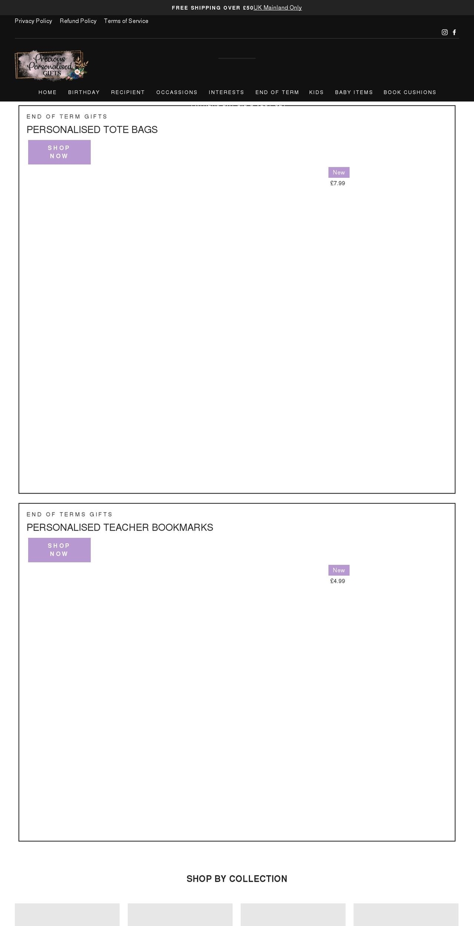 preciouspersonalisedgifts.co.uk shopify website screenshot