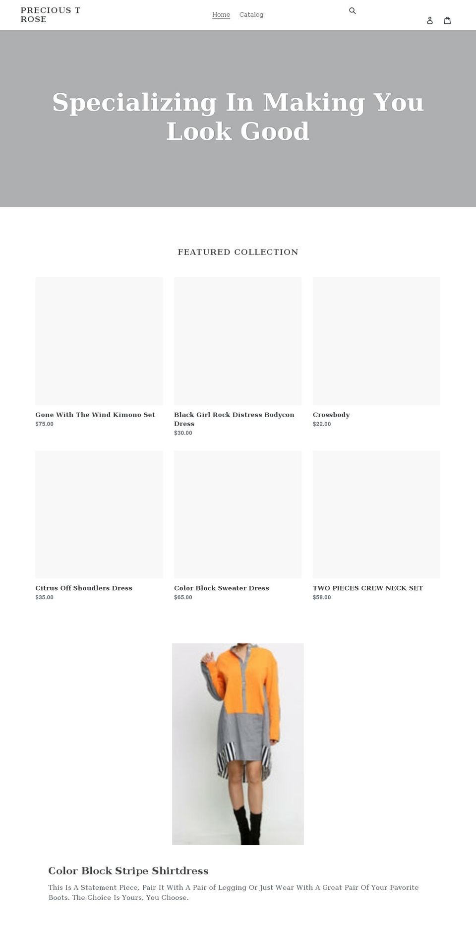 precioustrose.com shopify website screenshot