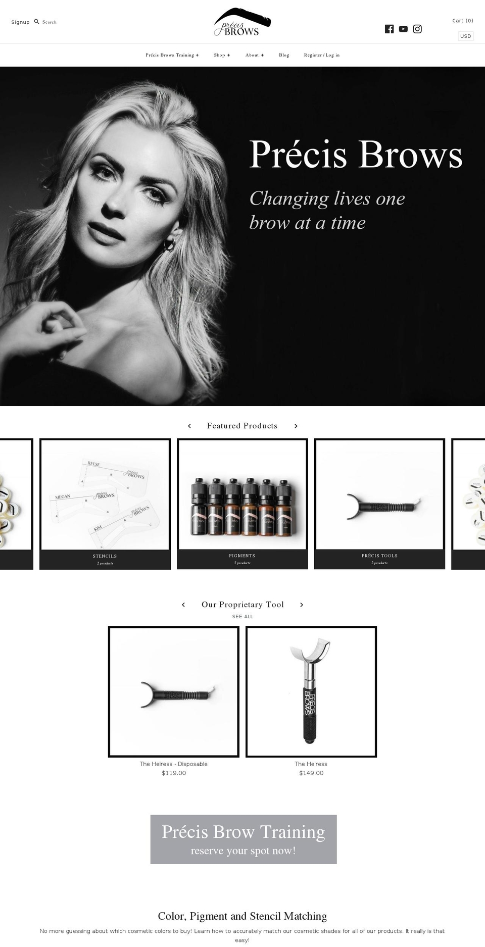 precisbrows.com — Shopify storefront screenshot