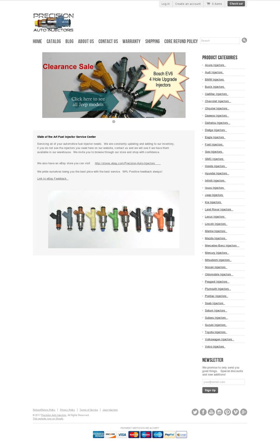 precisionautoinjectors.com shopify website screenshot