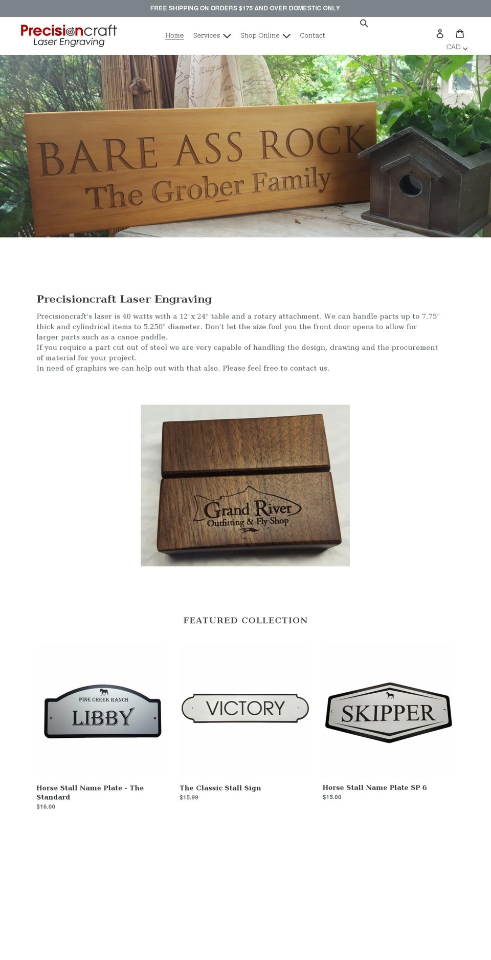 precisioncraft.ca shopify website screenshot