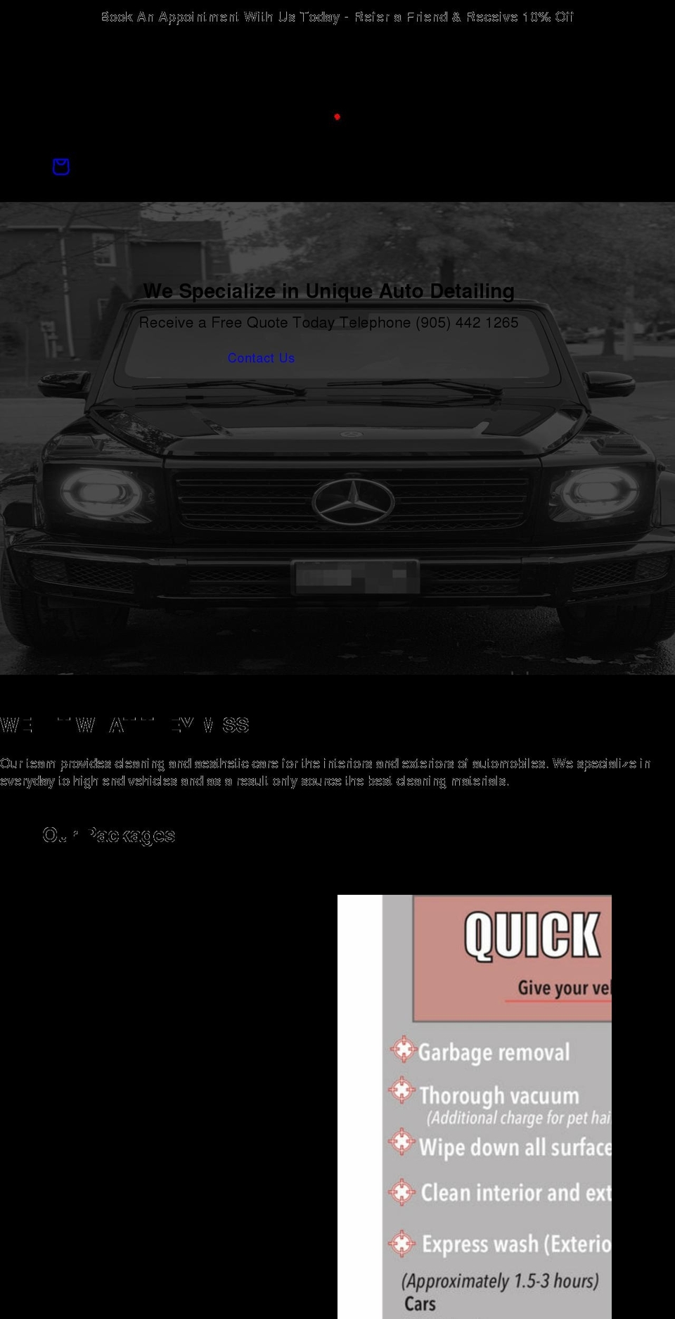 precisiondetailing.ca shopify website screenshot