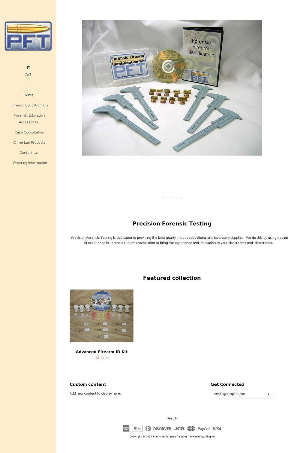 precisionforensictesting.com shopify website screenshot