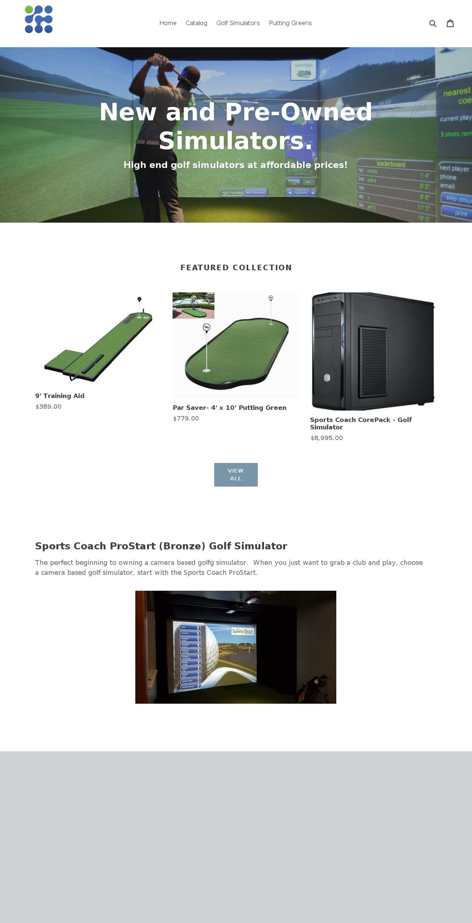 precisiongolfsim.com — Shopify storefront screenshot