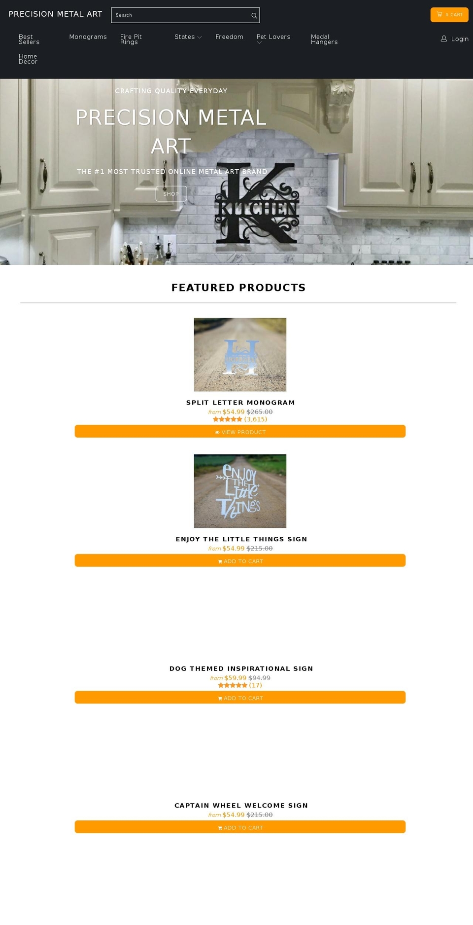 precisionmetalartusa.com shopify website screenshot