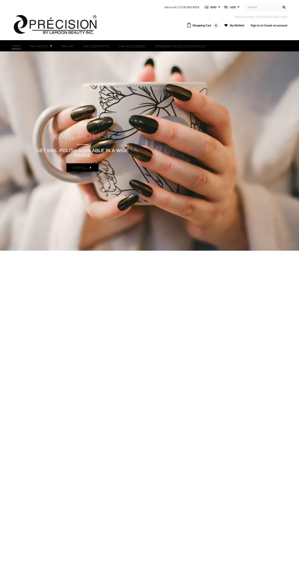 precisionnaillacquer.com shopify website screenshot