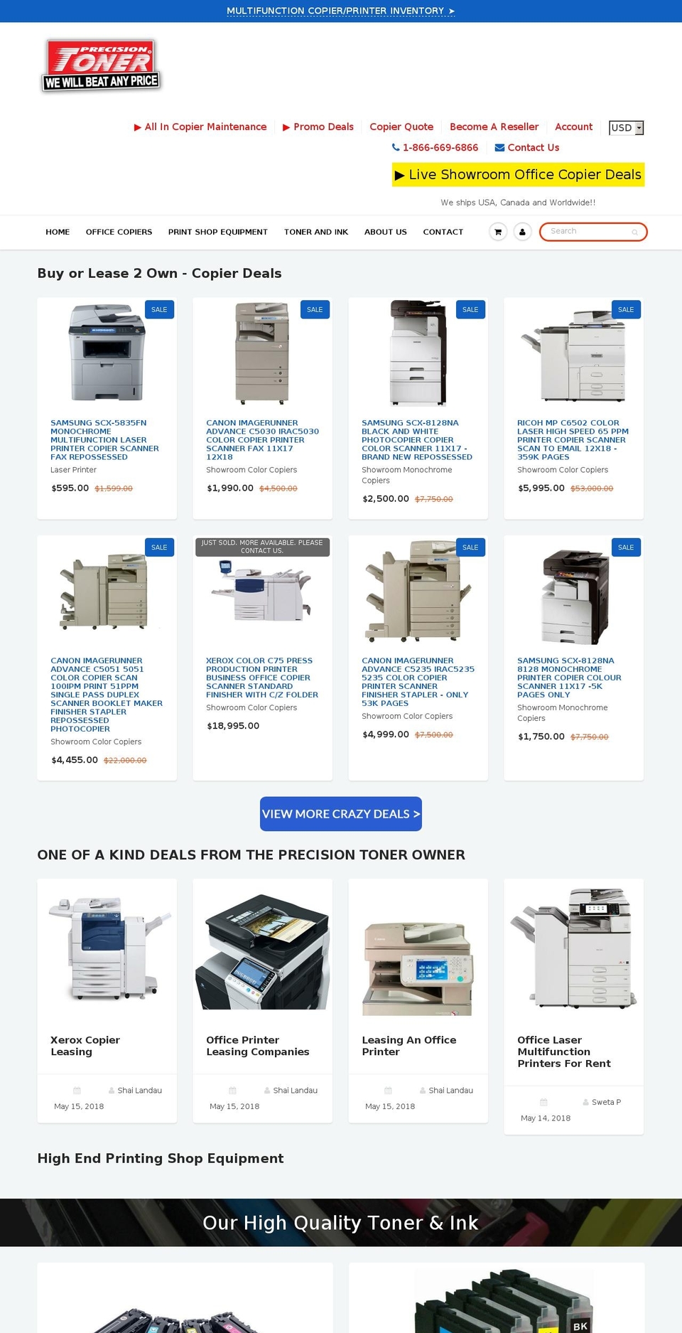precisiontoner.com — Shopify storefront screenshot