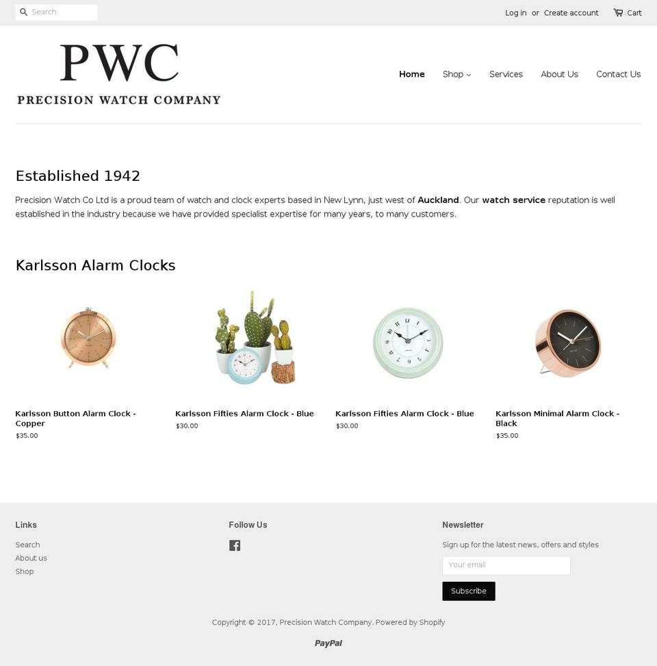 precisionwatch.co.nz shopify website screenshot