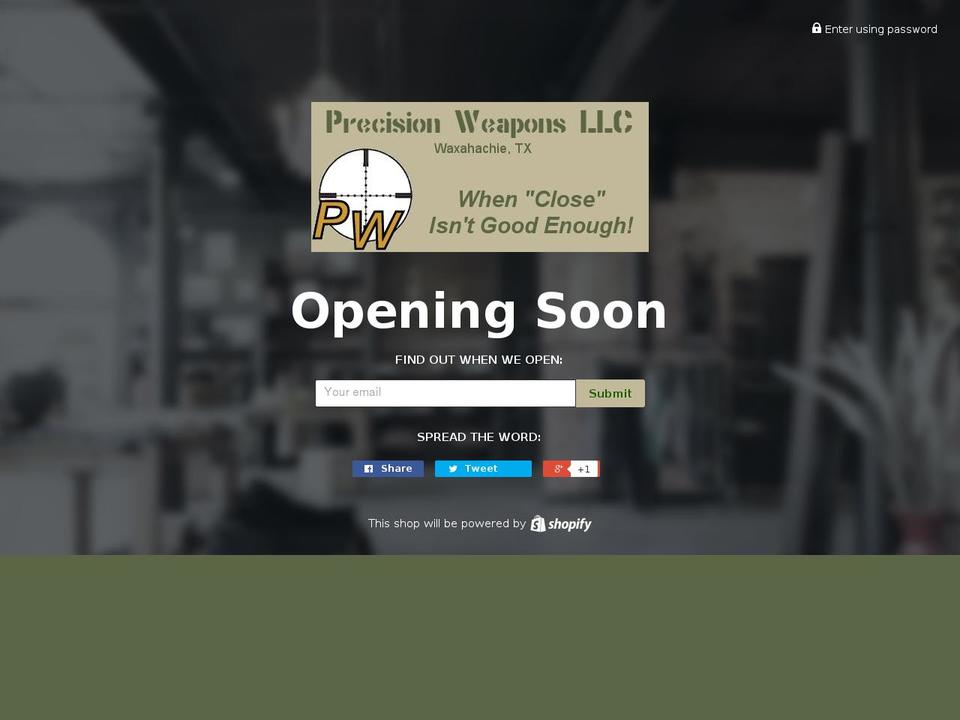 precisionweapons.com shopify website screenshot