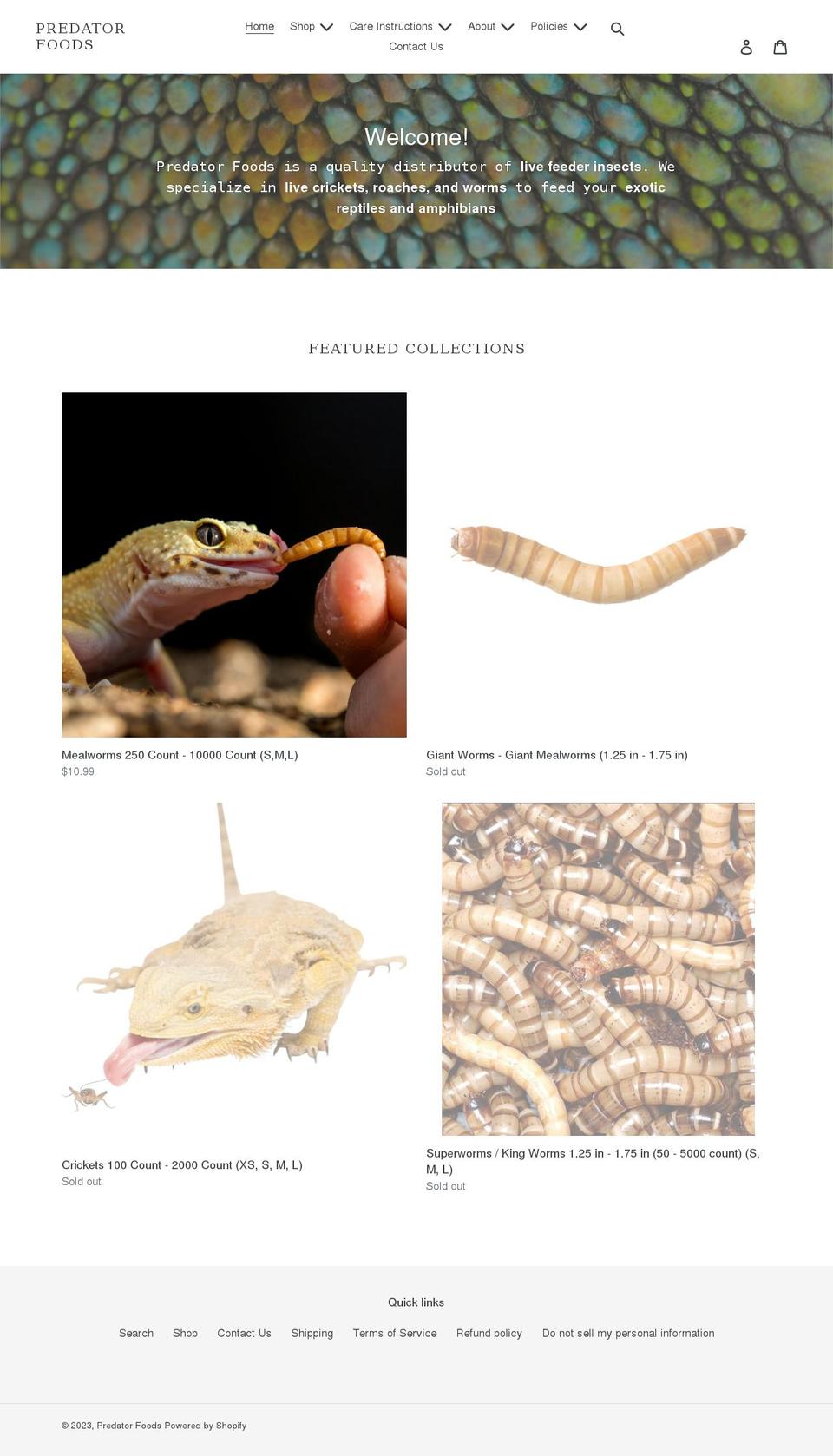 predatorfoods.com shopify website screenshot
