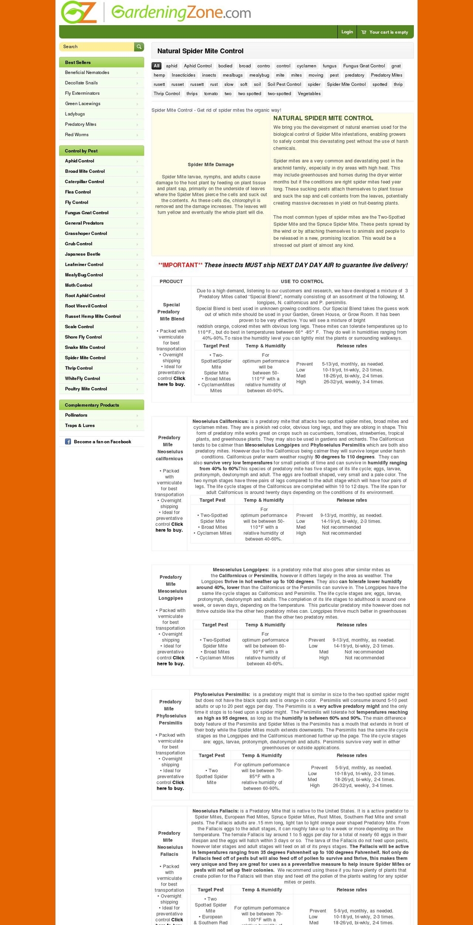 predatorymites.com — Shopify storefront screenshot