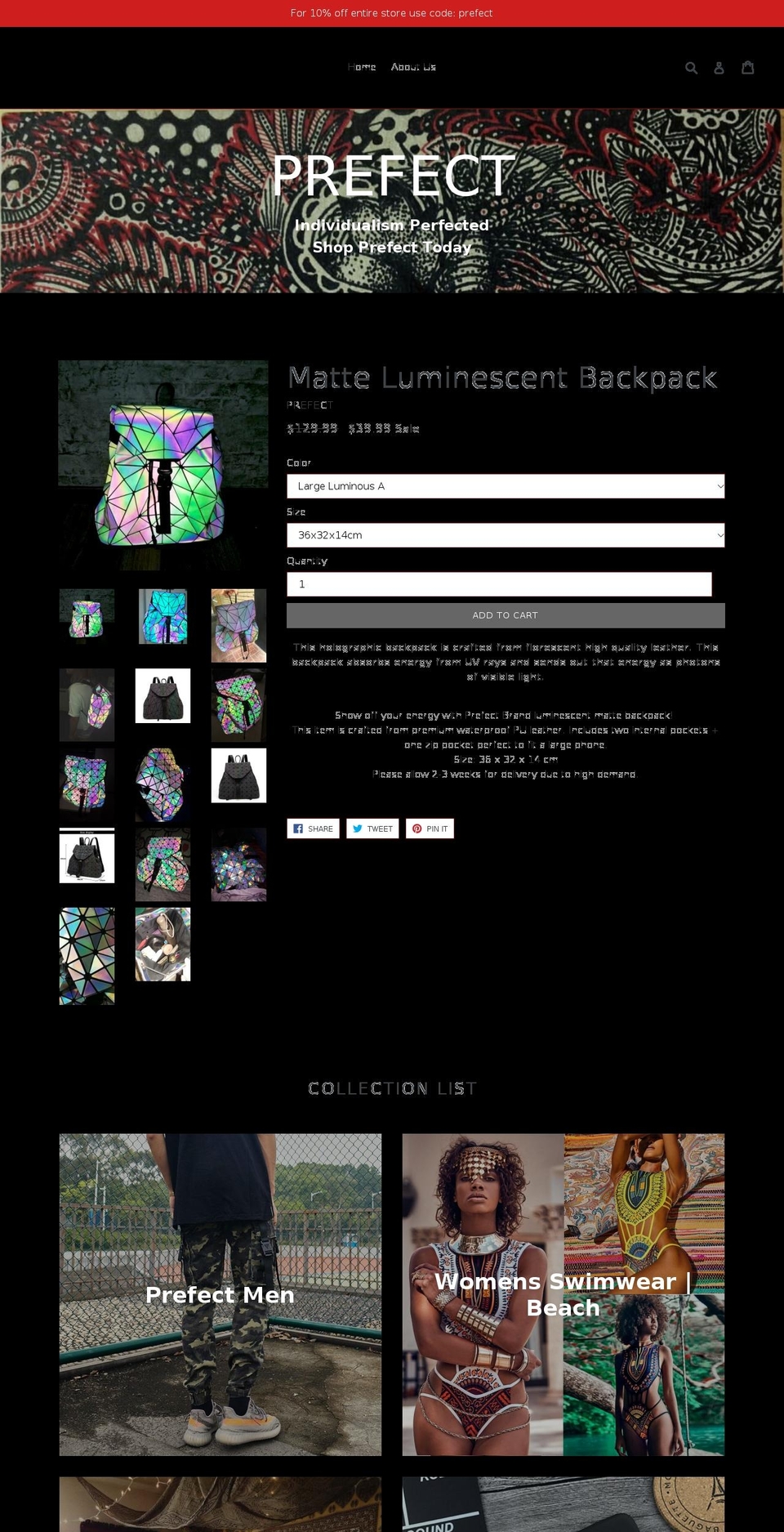 prefectbrand.com shopify website screenshot