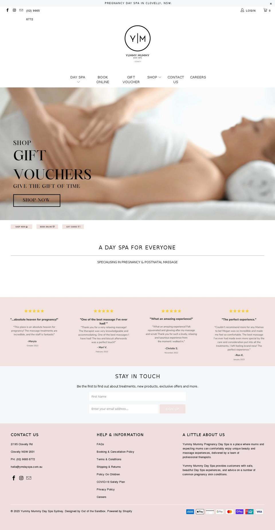 pregnancydayspasydney.com.au shopify website screenshot