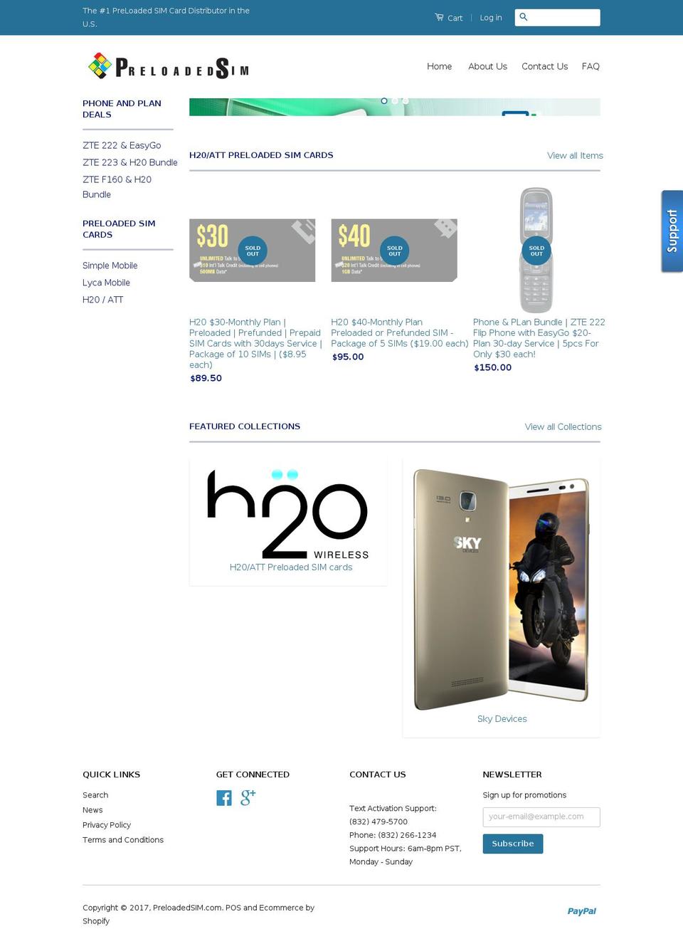 preloadedsim.com shopify website screenshot