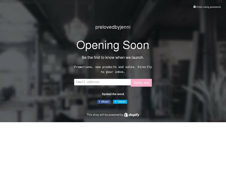 prelovedbyjenni.myshopify.com shopify website screenshot