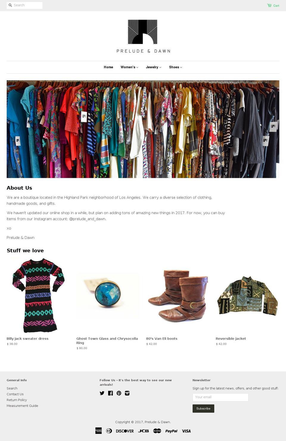 Baseline Shopify theme site example preludeanddawn.com