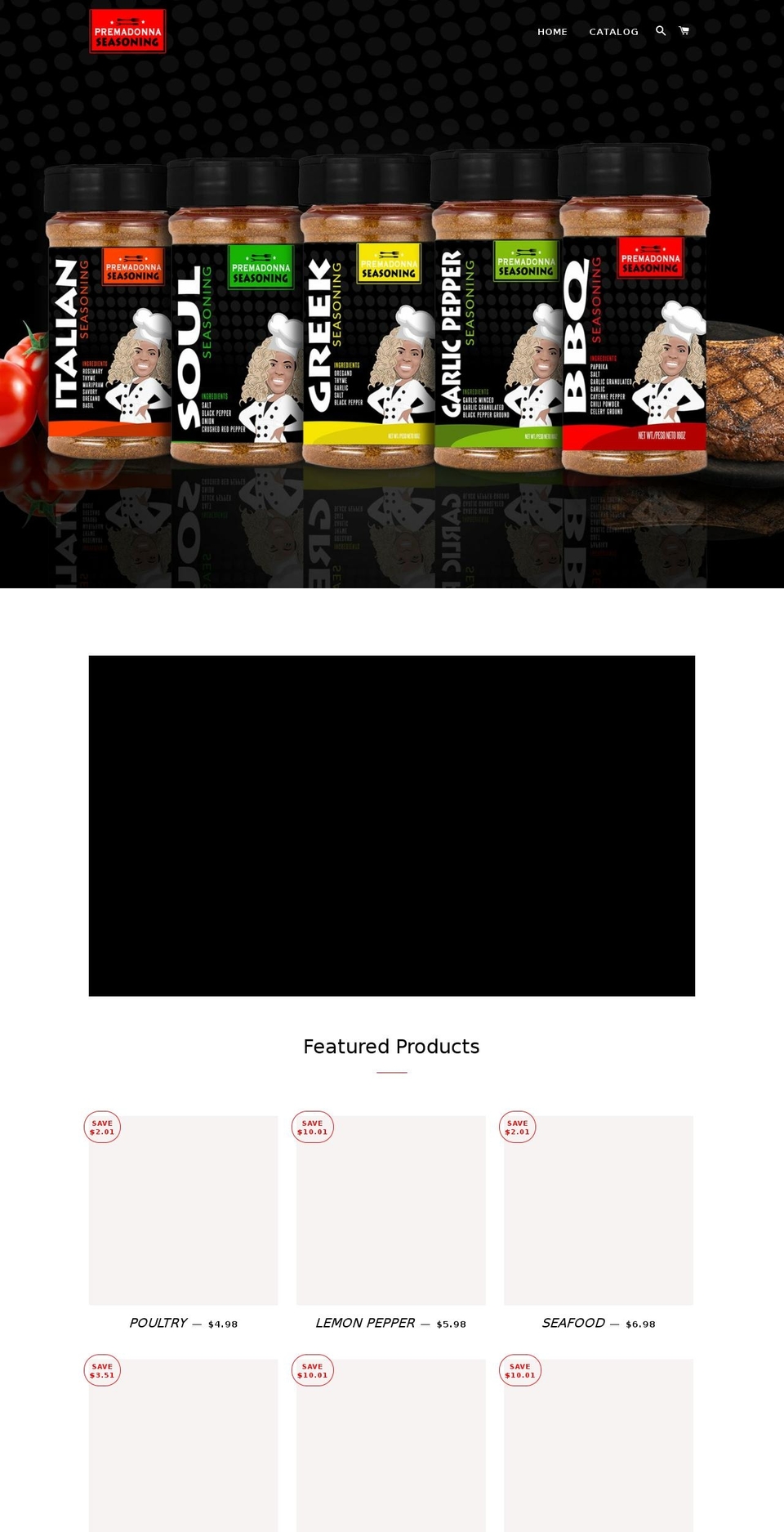 premadonnaseasoning.com shopify website screenshot