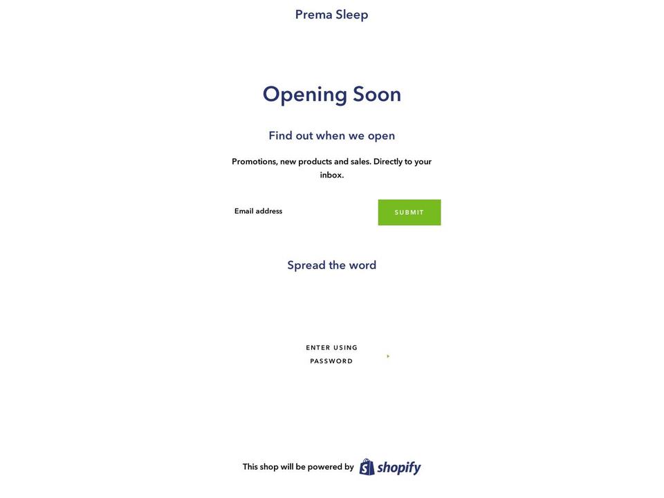 premasleep.com — Shopify storefront screenshot