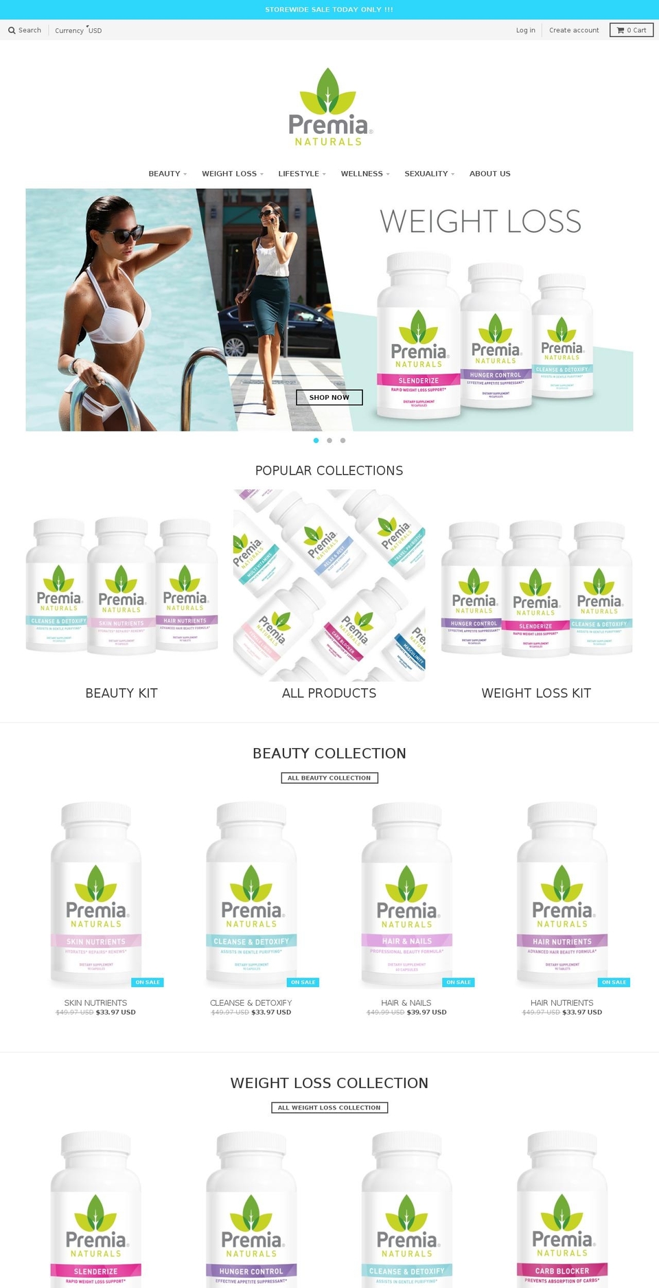 premianaturals.com shopify website screenshot