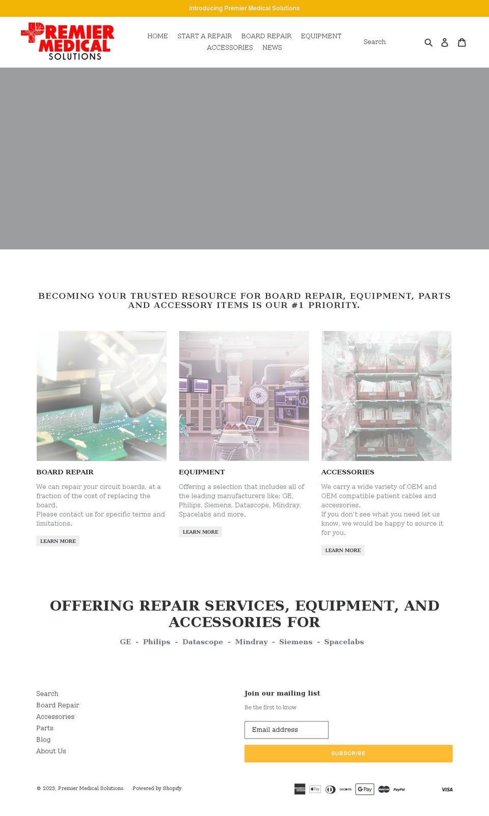 premier-medicalsolutions.com — Shopify storefront screenshot