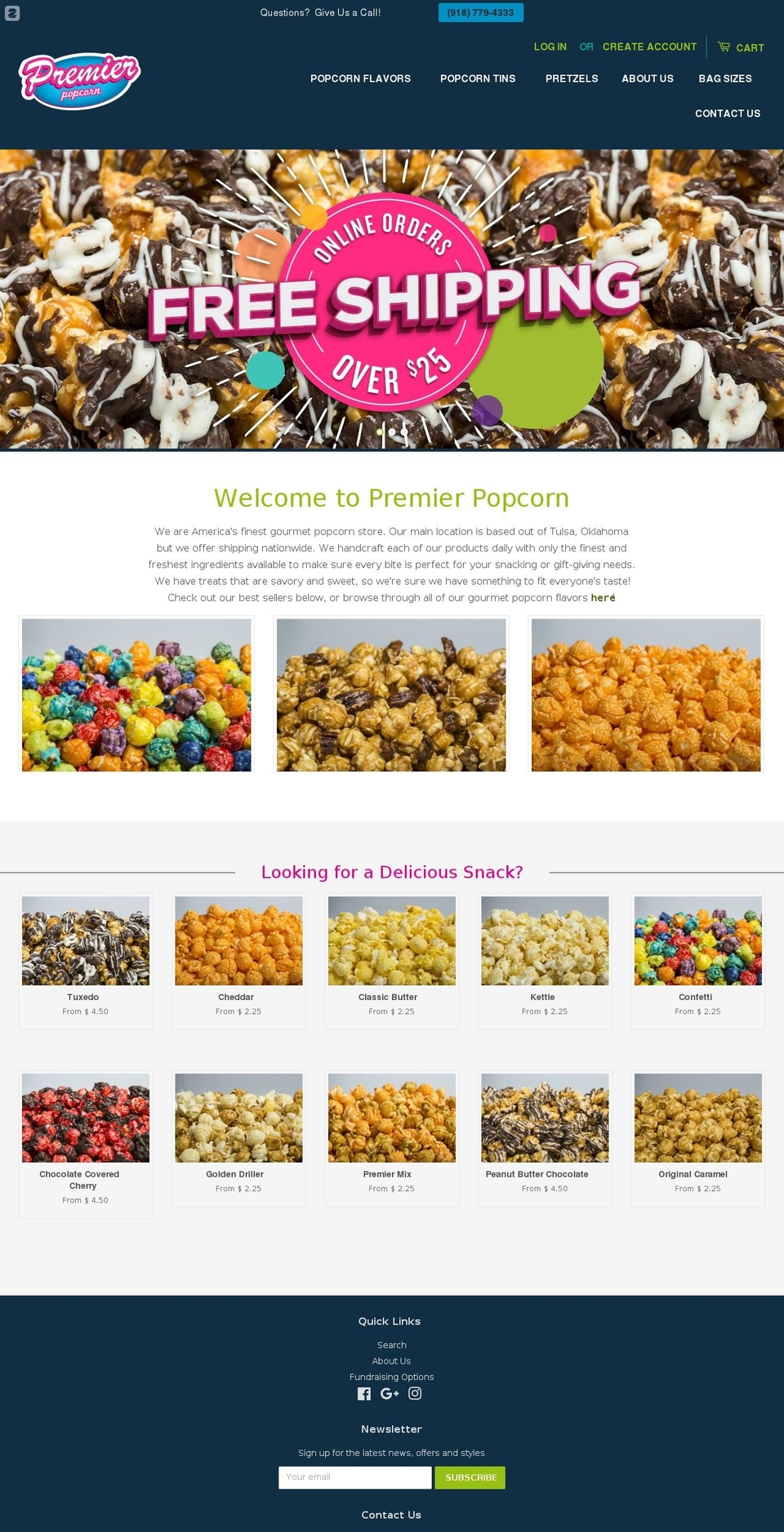 premier-popcorn.com shopify website screenshot