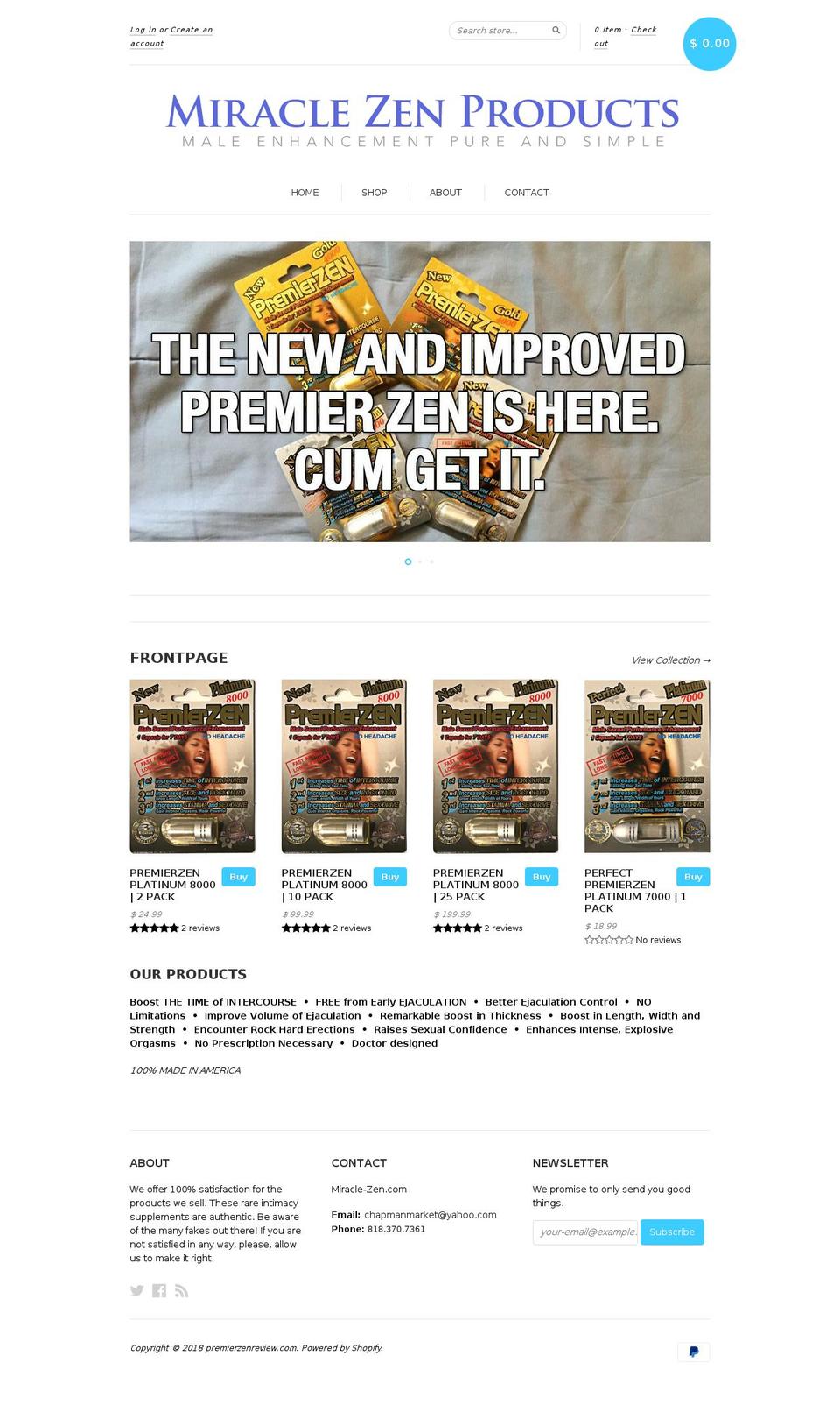 premier-zen.com — Shopify storefront screenshot